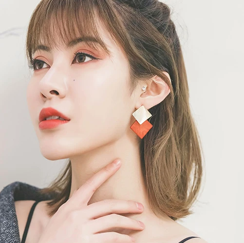 Christmas Gift Geometry Diamond Stud Earring for Office Lady