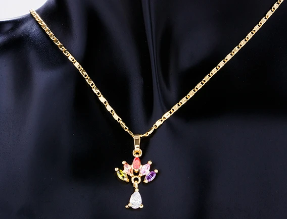 Colorful zircon jewelry set dubai gold plated jewelry, cheap necklace and earrings set manufacturer china