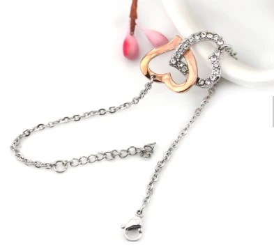 Custom logo rose gold heart jewelry Stainless steel fashion bridal jewelry sets supplier