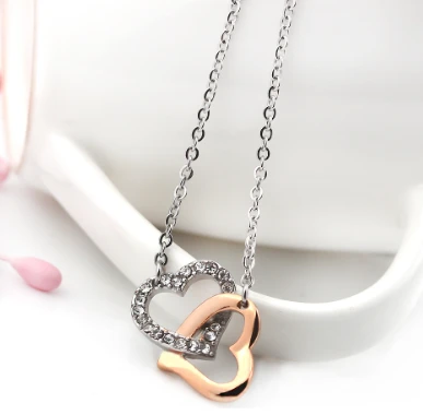 Custom logo rose gold heart jewelry Stainless steel fashion bridal jewelry sets supplier