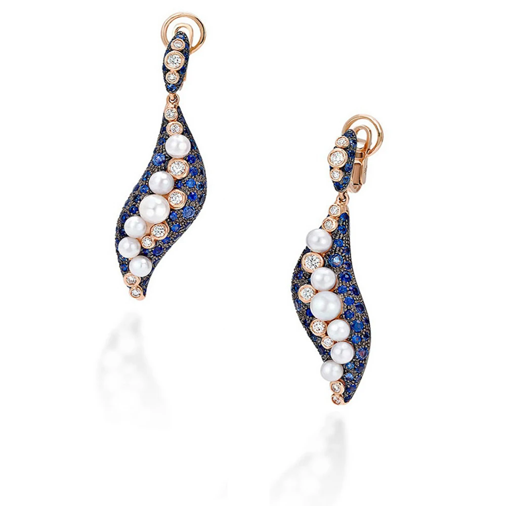 Dubai fashion designs new model rose gold plated rhinestone alloy earring  for the girls made in China