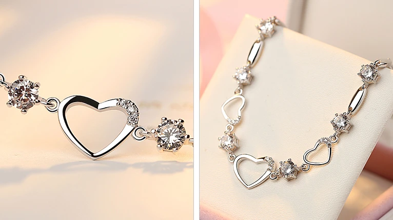 Elegant 925 Silver High Polish Bracelet for Woman Christmas Gift