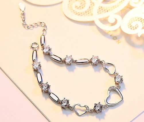 Elegant 925 Silver High Polish Bracelet for Woman Christmas Gift