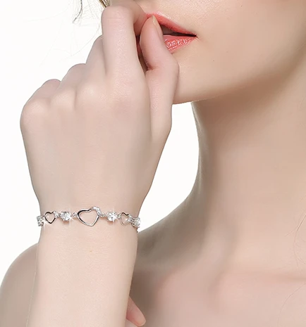 Elegant 925 Silver High Polish Bracelet for Woman Christmas Gift