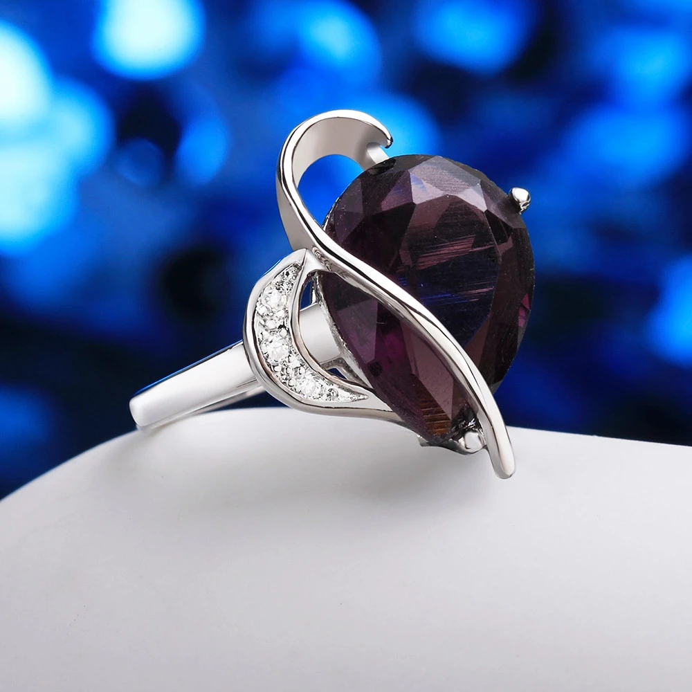 Elegant fashion concise heart of love crystal zircon stone ring