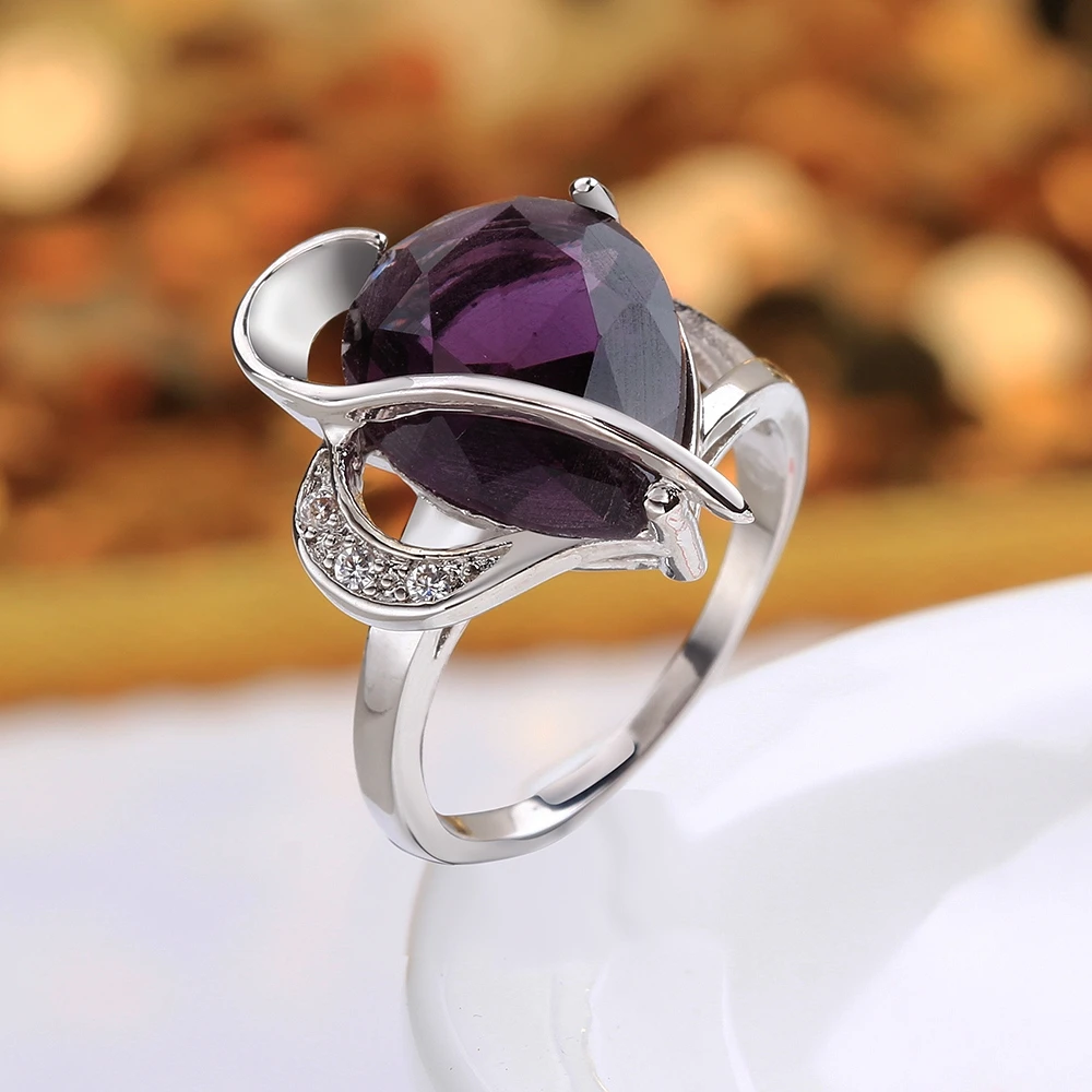 Elegant fashion concise heart of love crystal zircon stone ring