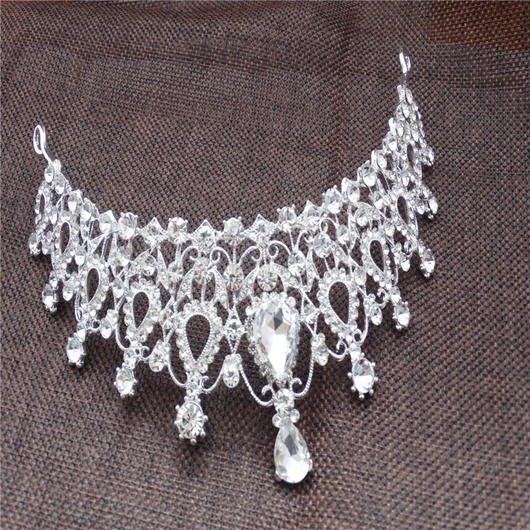 유럽과 미국의 새로운 인기있는 신부 보석 럭셔리 라인 석 크라운 헤어 액세서리