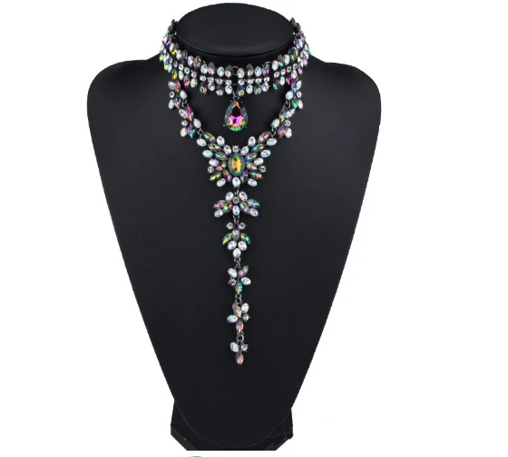 Exquisite Temperament Colored Diamond Necklace for Women Christmas Jewelry Gift