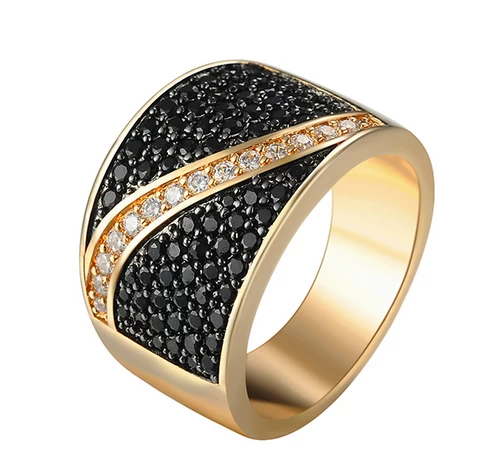 China Factory reasonable price black zircon rings 18k gold for men Hersteller