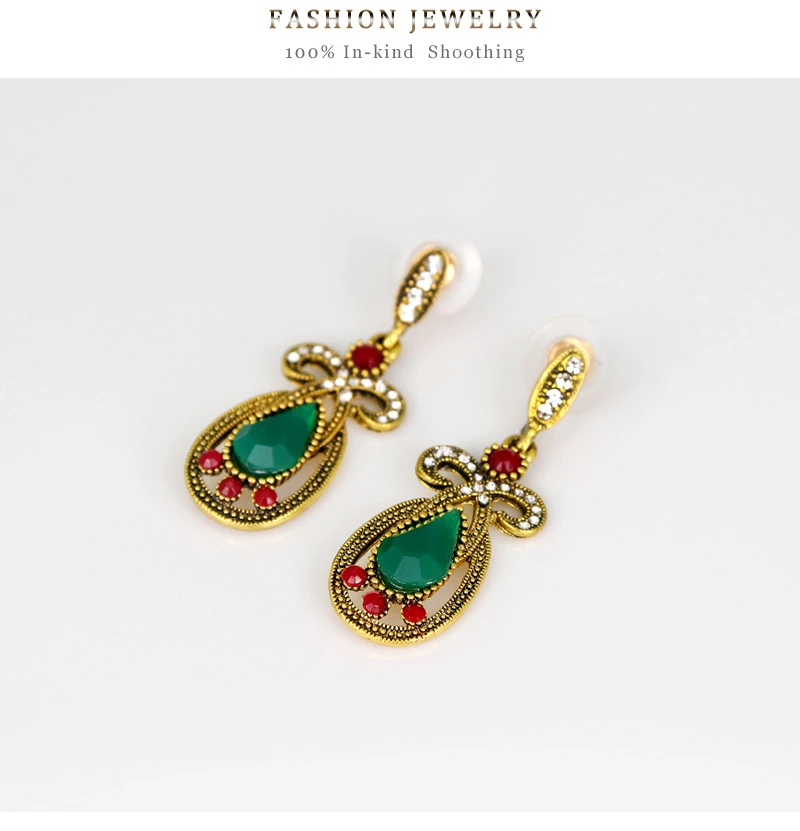 Famous wholesale fashion small retro earrings for girls diamond multicolor gemstone earrings female