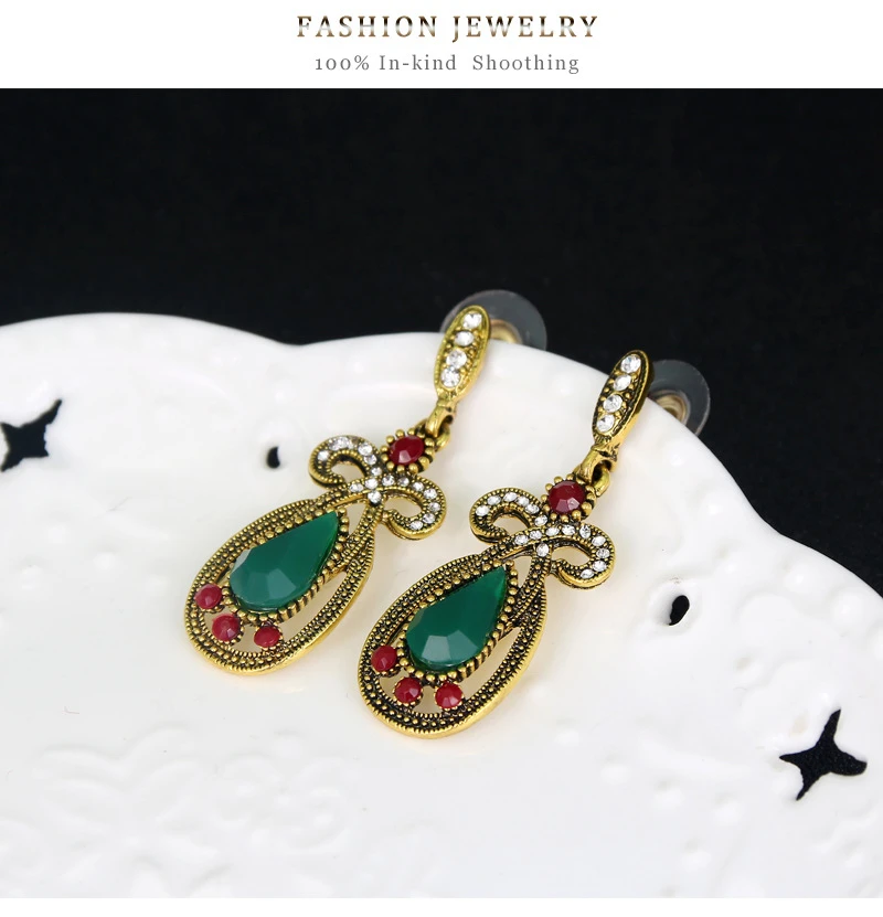 Famous wholesale fashion small retro earrings for girls diamond multicolor gemstone earrings female