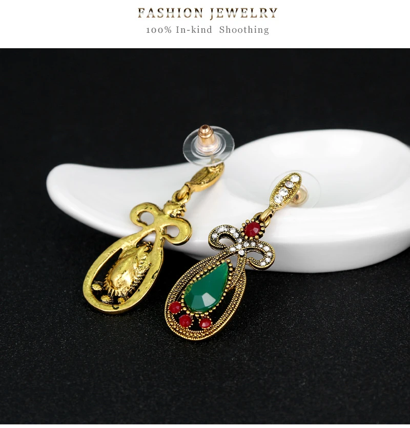 Famous wholesale fashion small retro earrings for girls diamond multicolor gemstone earrings female