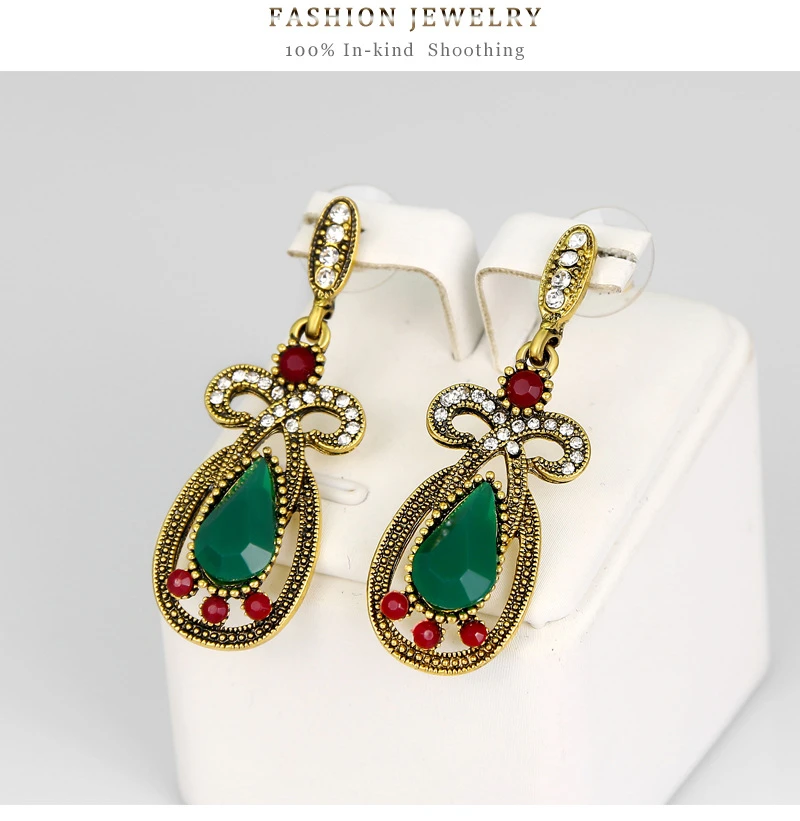Famous wholesale fashion small retro earrings for girls diamond multicolor gemstone earrings female
