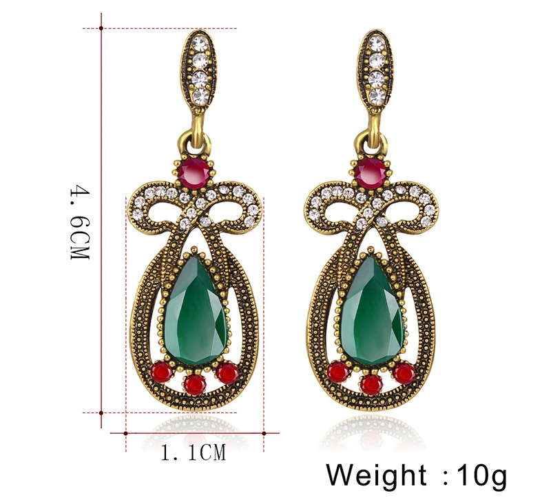Famous wholesale fashion small retro earrings for girls diamond multicolor gemstone earrings female