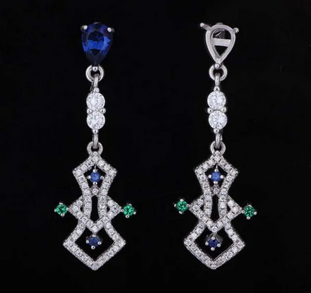 Fashion Colorful Diamond 925 Pure Sliver Drop Diamond Earring Supplier from China