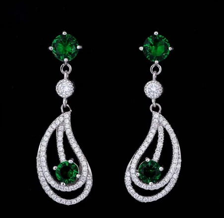 Fashion Colorful Diamond 925 Pure Sliver Drop Diamond Earring Supplier from China