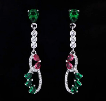 Fashion Colorful Diamond 925 Pure Sliver Drop Diamond Earring Supplier from China