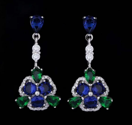 Fashion Colorful Diamond 925 Pure Sliver Drop Diamond Earring Supplier from China