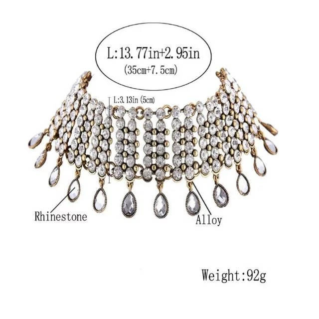 Fashion Europe Statement Necklace American Woman Costume Rhinestone Choker Collar Necklace Jewelry NA2