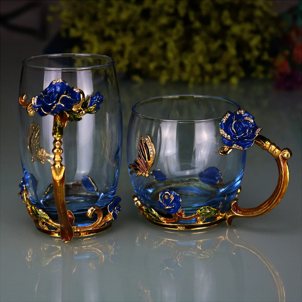 Fashion Gift Metal Enamel crystal coffee cup C1