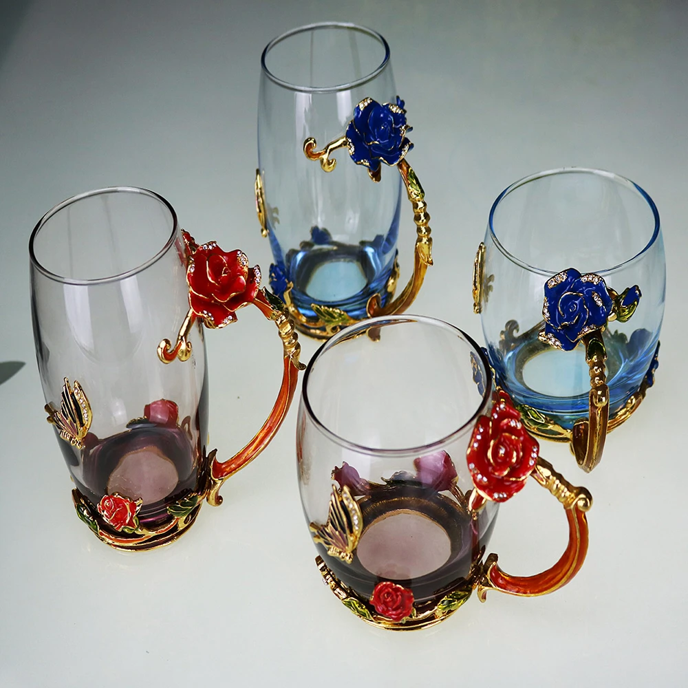 Fashion Gift Metal Enamel crystal coffee cup C1