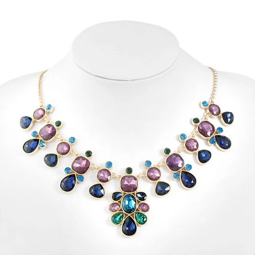 China Modeschmuck Großhandel Blau Rot Schmuck Multicolor Aussage Halskette Hersteller