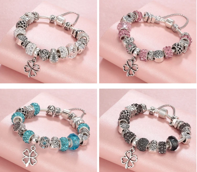 Fashion Jewelry European Silver Plated Bead Bracelet for Women
