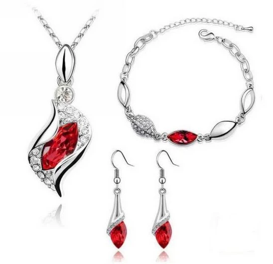 Fashion Lady Drop Crystal Rhinestone Jewelry Set Wholesale in China