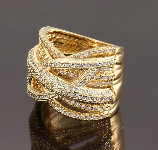 Fashion Latest Designs Gold Plated CZ Wedding Rings for Women & Men's New Model Promise Jewelry