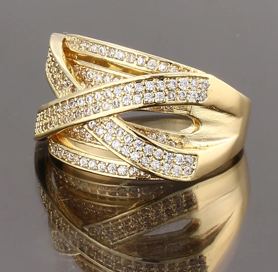 Fashion Latest Designs Gold Plated CZ Wedding Rings for Women & Men's New Model Promise Jewelry