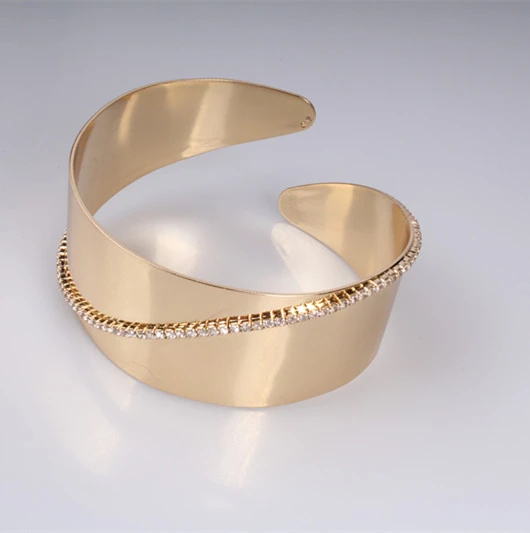 时尚手链 oem 制造商批量定制热宽铜手镯手镯水晶项链从施华洛世奇女性黄金白银