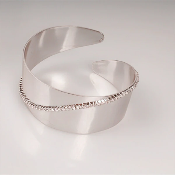 时尚手链 oem 制造商批量定制热宽铜手镯手镯水晶项链从施华洛世奇女性黄金白银