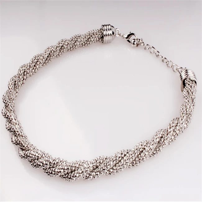 时尚服装设计时尚首饰雄母玉米链编织项链金镀银批发项链