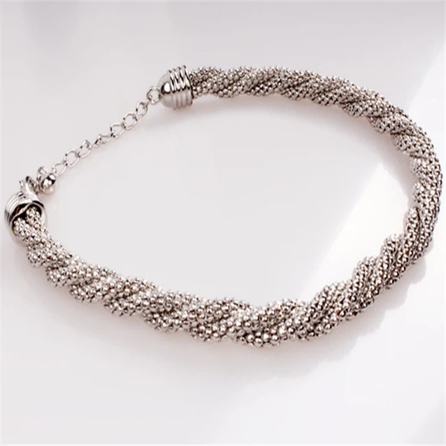 时尚服装设计时尚首饰雄母玉米链编织项链金镀银批发项链