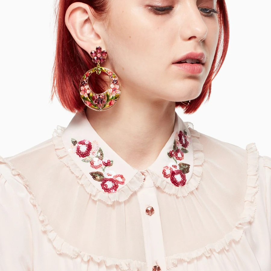 الأزياء زي بالتنقيط اللون النفط والمجوهرات الجميلة زهرة أقراط بالجملة الصانع فى شنتشن الصين