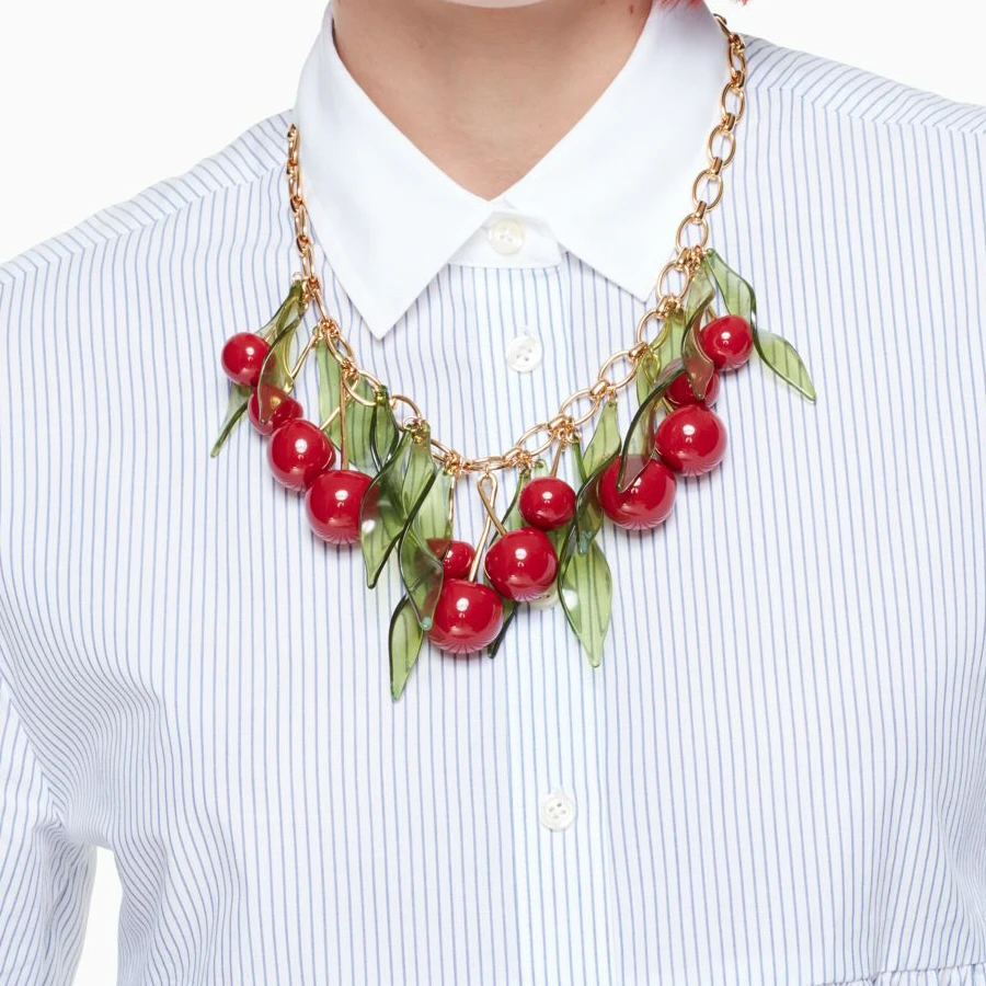 Fashion costume jewelry beautiful wholesale manufacturer Cherry necklace earrring set