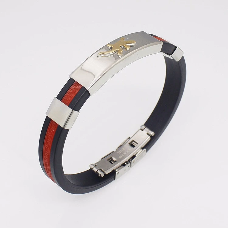 Fashion new style mens bracelet 316L Stainless Steel bracelets bangles with gecko, silicone bracelets Stainless Steel jewelry