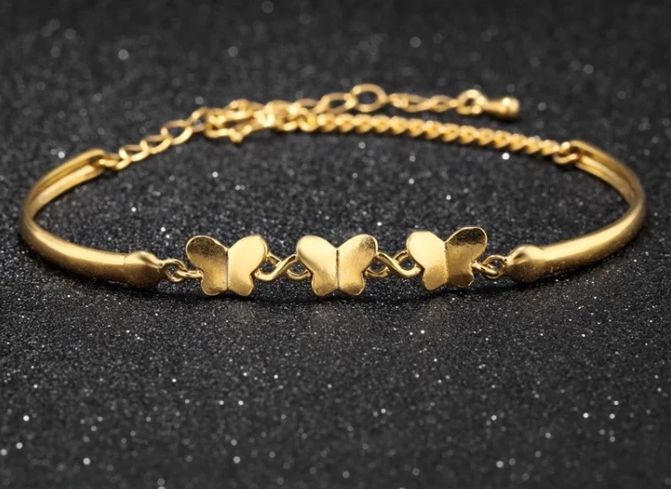 Fashionable  Jewelry Copper 18k Gold Color Plain Bracelet Manufacturer China