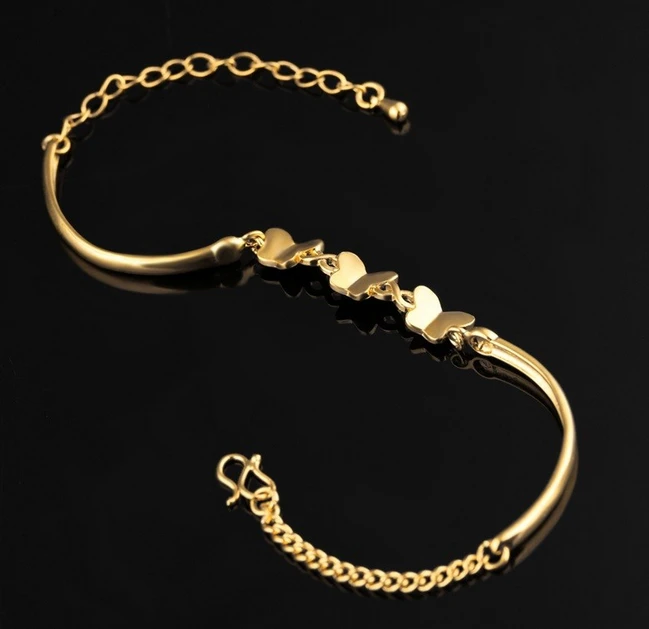 Fashionable  Jewelry Copper 18k Gold Color Plain Bracelet Manufacturer China