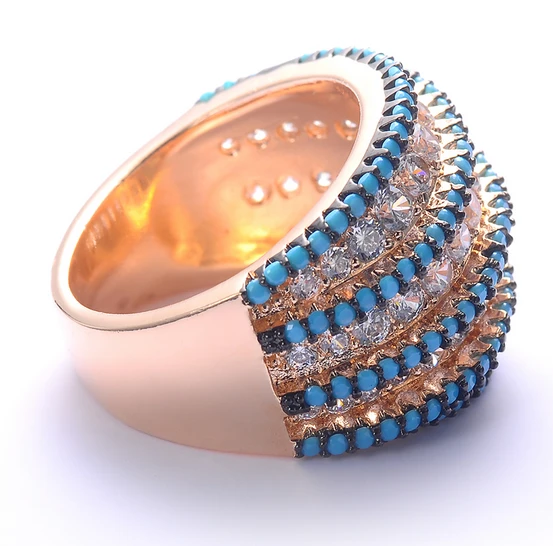 Gold White Blue Zircon Stone Women Men Ring Manufacturer in China