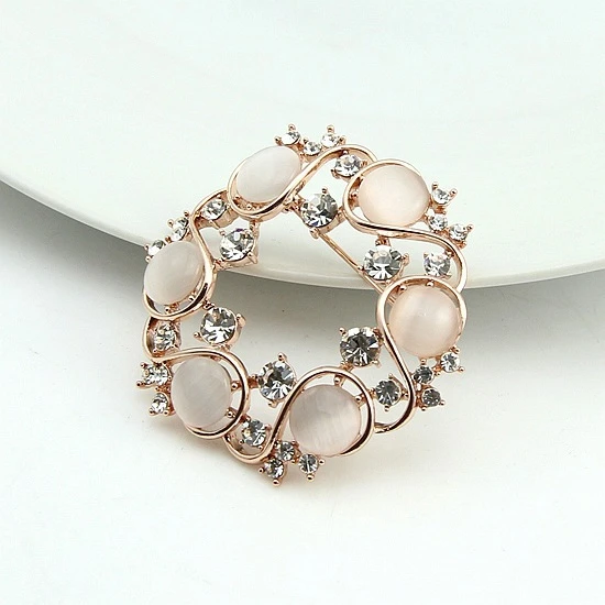 Gold-plated Flower Cheap Wholesale Crystal Rhinestone Opal Bulk Brooch Jewelry Innovations Jewelry Gift