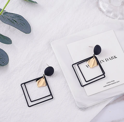 High Polish Stainless Steel Stud Earrings Geometric Shape