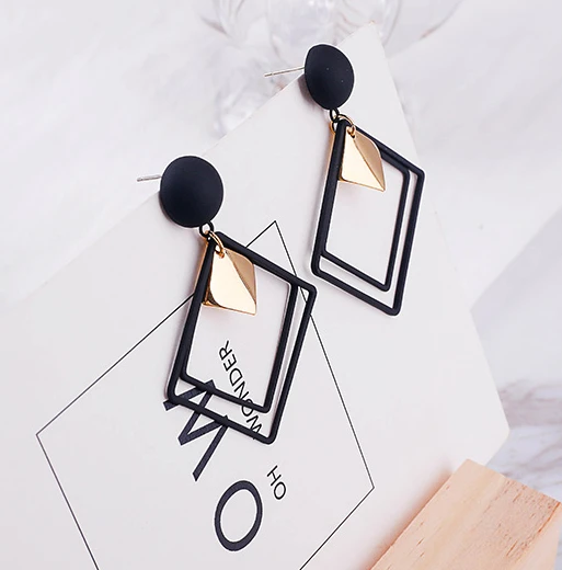 High Polish Stainless Steel Stud Earrings Geometric Shape