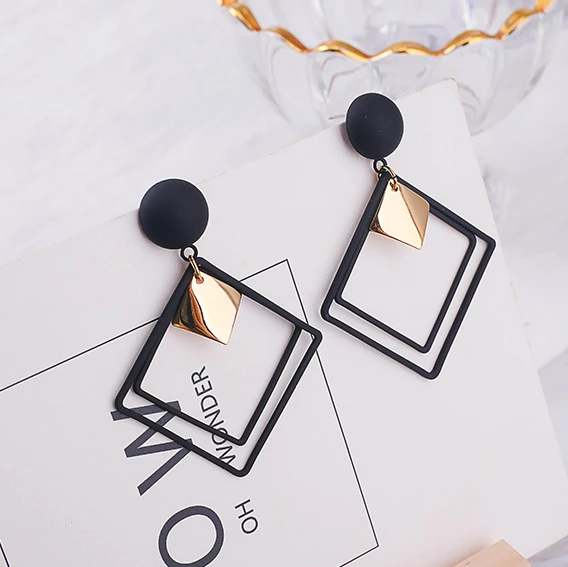 High Polish Stainless Steel Stud Earrings Geometric Shape