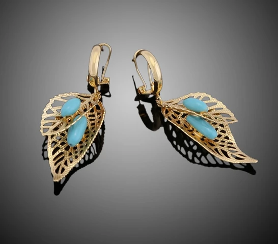 High Quality Fashion Dubai Gold Leaf Design Green Crystal Jewelry Set Supplier from China