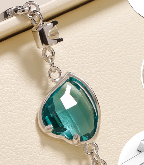 High Quality Sterling Silver Heart Shape Gemstone Bracelet Bangle Manufacturer in China