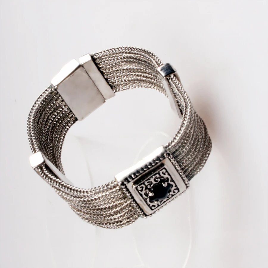 High quality women fashion silver bangle rhodium silver plated jewelry handmade jewelry wholesale Silver charm bracelet manufacturer china