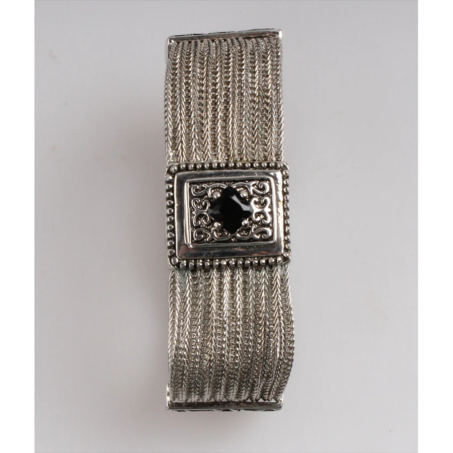 High quality women fashion silver bangle rhodium silver plated jewelry handmade jewelry wholesale Silver charm bracelet manufacturer china