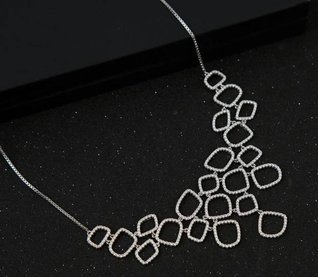 Hollow Design CZ Stone Jewelry set Wedding Necklace and Earring Set Manufacturer