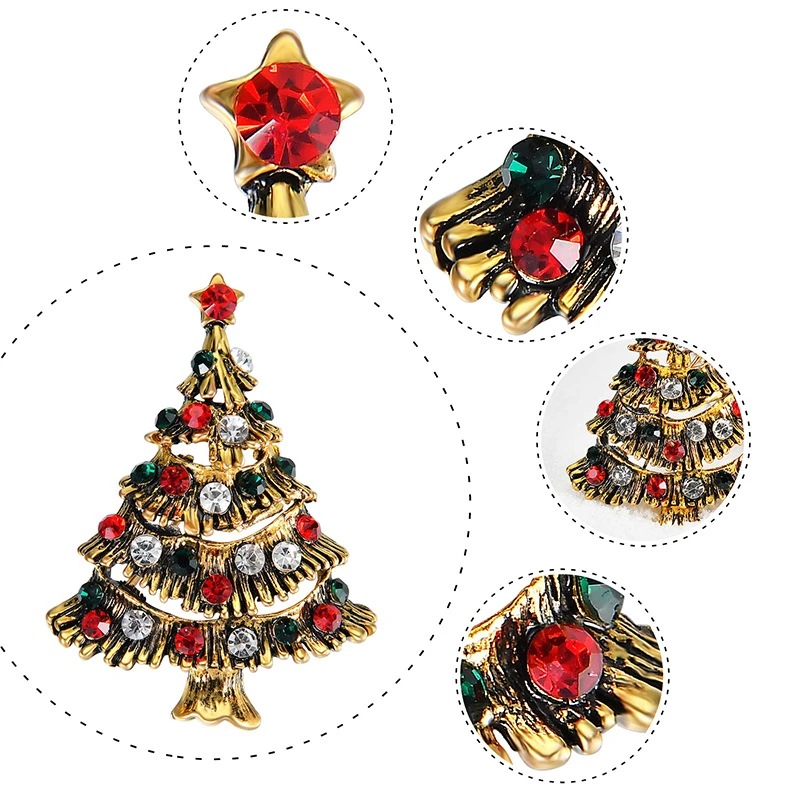 Hot selling New Christmas Tree Brooch Decoration Large Crystals Pin Brooch for Christmas Gifts